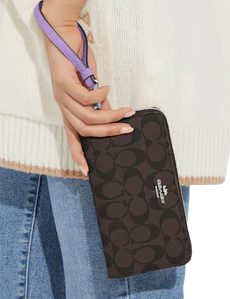 Coach Long Zip Around Wallet In Signature Canvas
