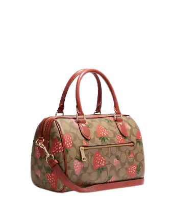 Coach Rowan Satchel In Signature Canvas With Wild Strawberry Print