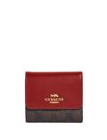 Coach Small Trifold Wallet In Blocked Signature Canvas