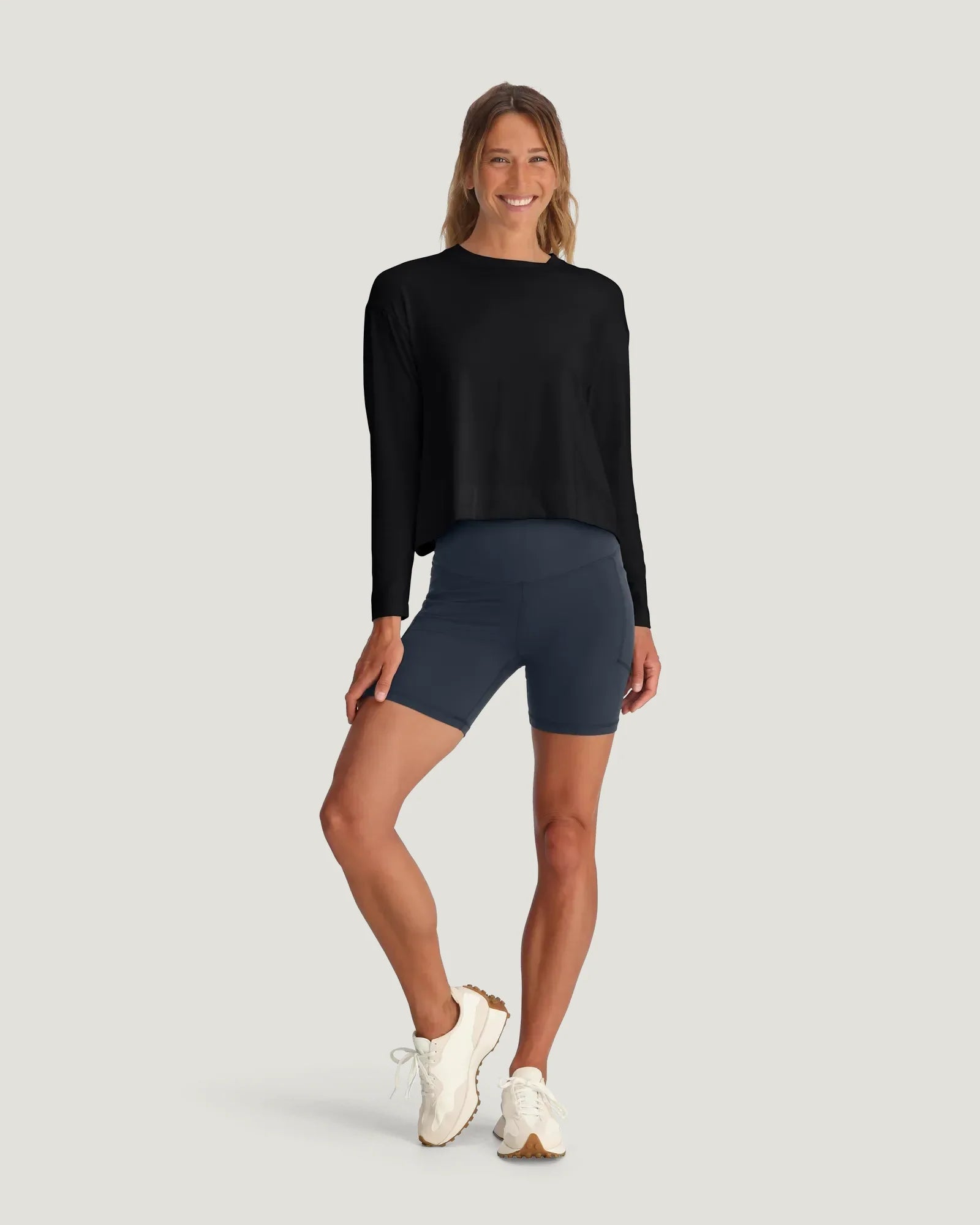 Women's Bamboo Shade Crossover Long Sleeve - Black