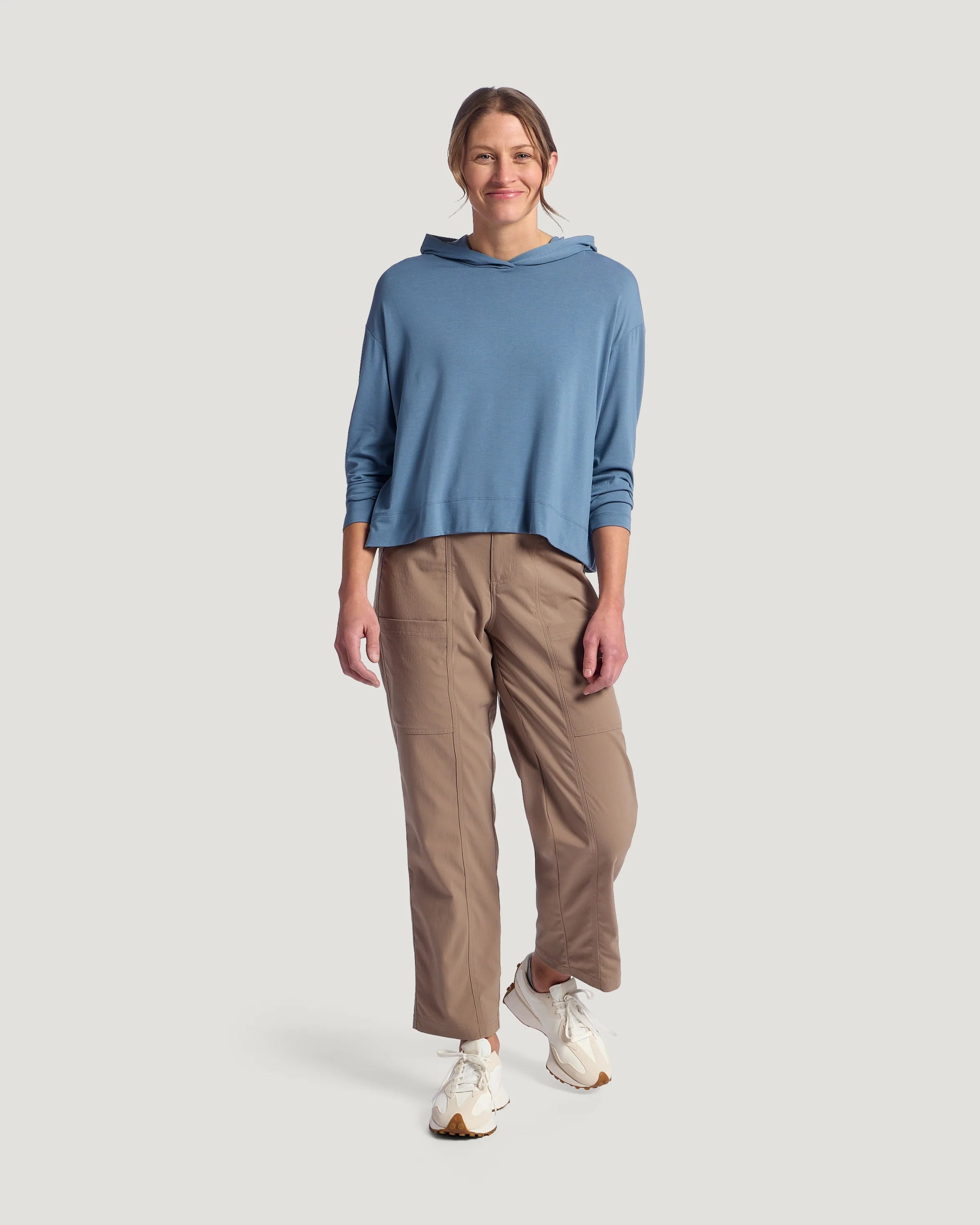 Women's Bamboo Shade Crossover Hoodie - Pacific Blue