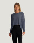 Women's Bamboo Lightweight Cropped Long Sleeve - Storm Cloud