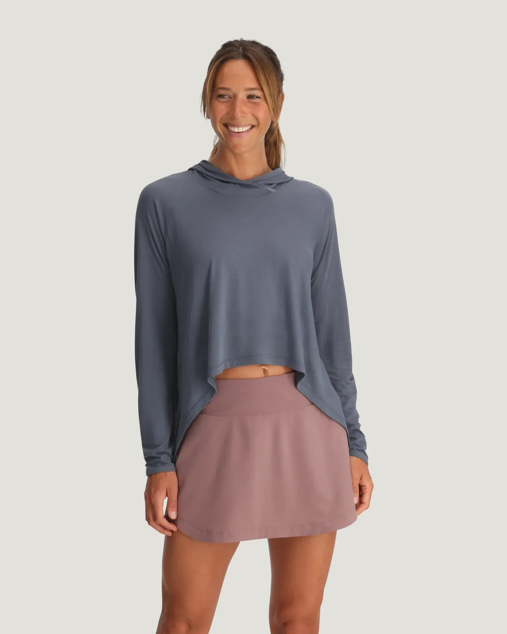 Women's Bamboo Lightweight Cropped Hoodie - Storm Cloud