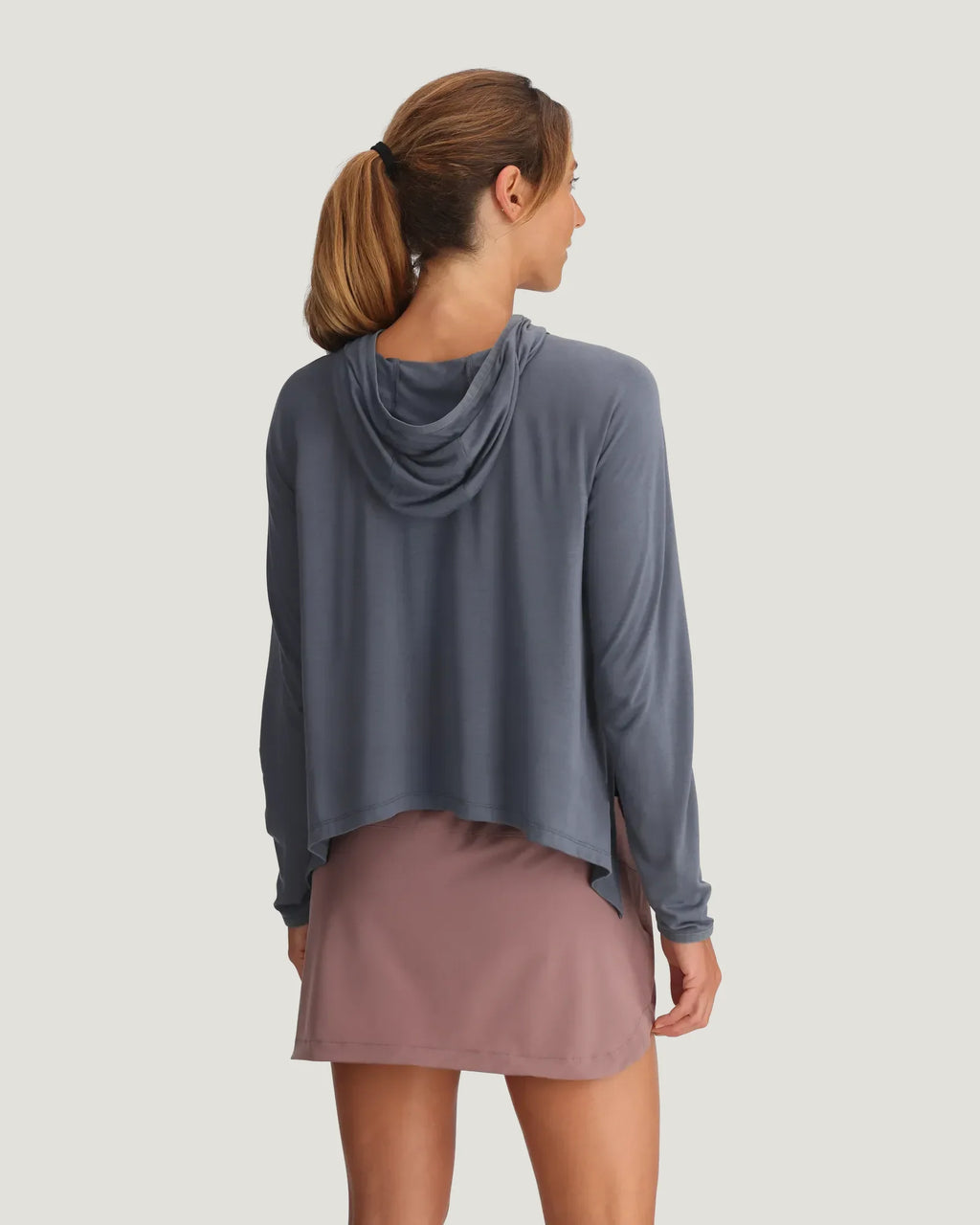 Women's Bamboo Lightweight Cropped Hoodie - Storm Cloud