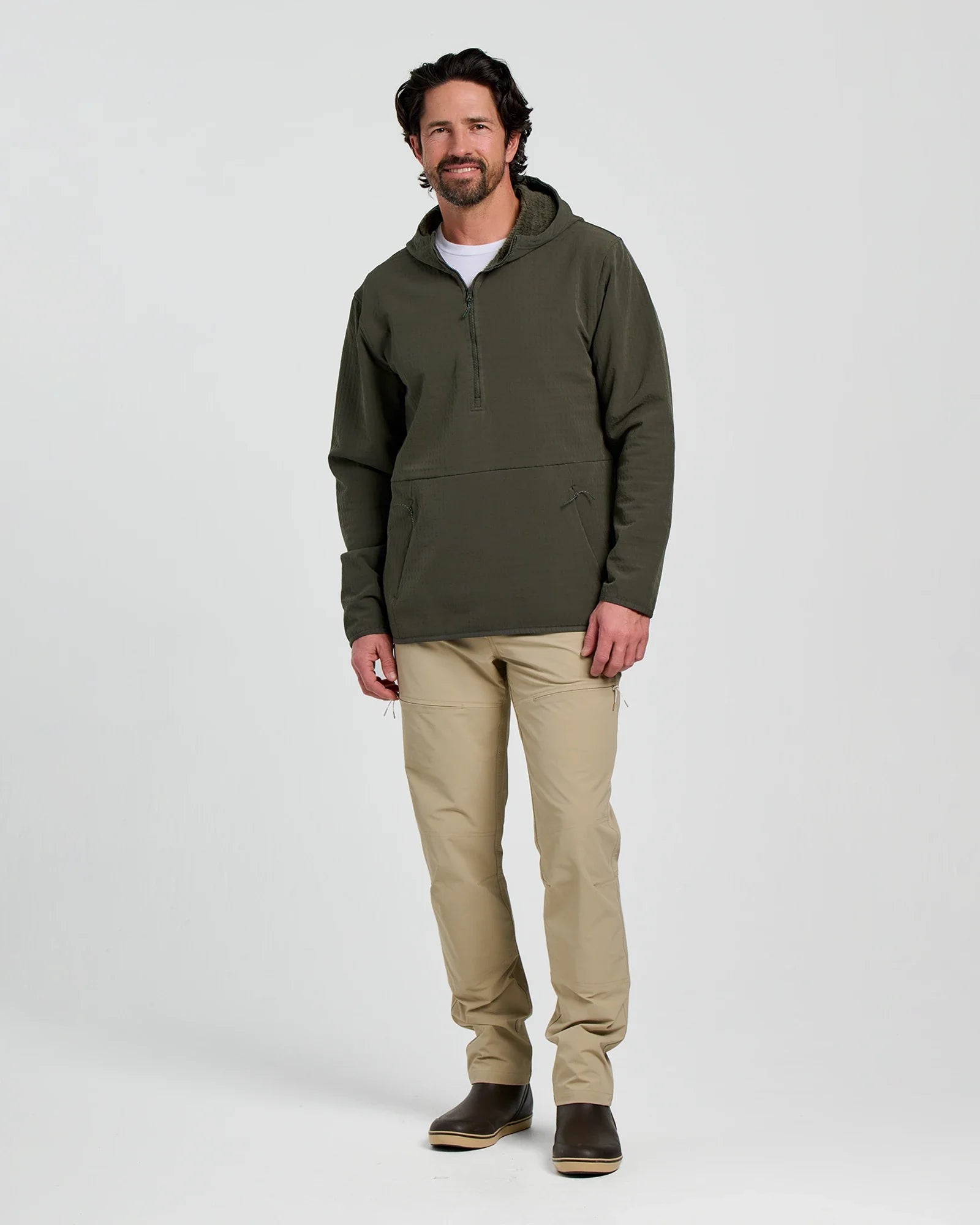 Men's Gridback Fleece Anorak Hoodie - Dark Forest