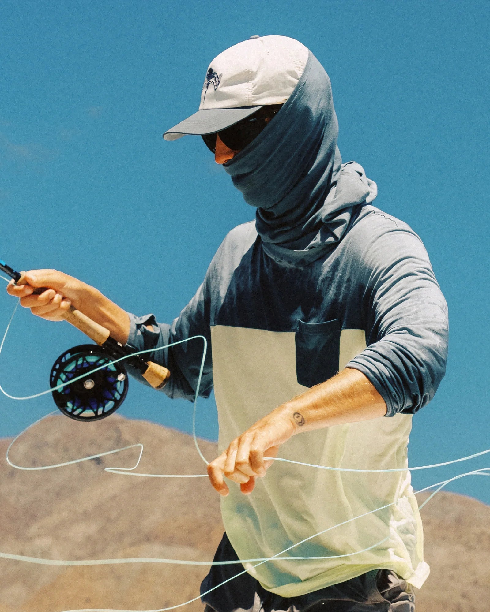 Men's Bamboo Hybrid Hoodie - Storm Cloud / Desert Tan