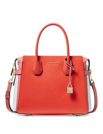 Michael Michael Kors Mercer Belted Tricolor Pebble Leather Satchel