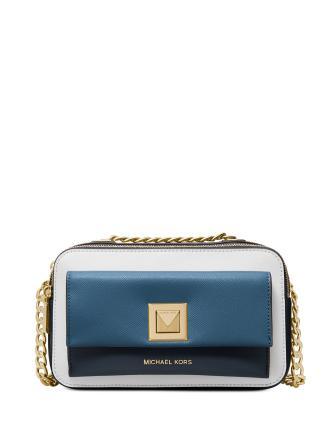 Michael Michael Kors Sylvia Tricolor Crossgrain Leather Double Zip Crossbody