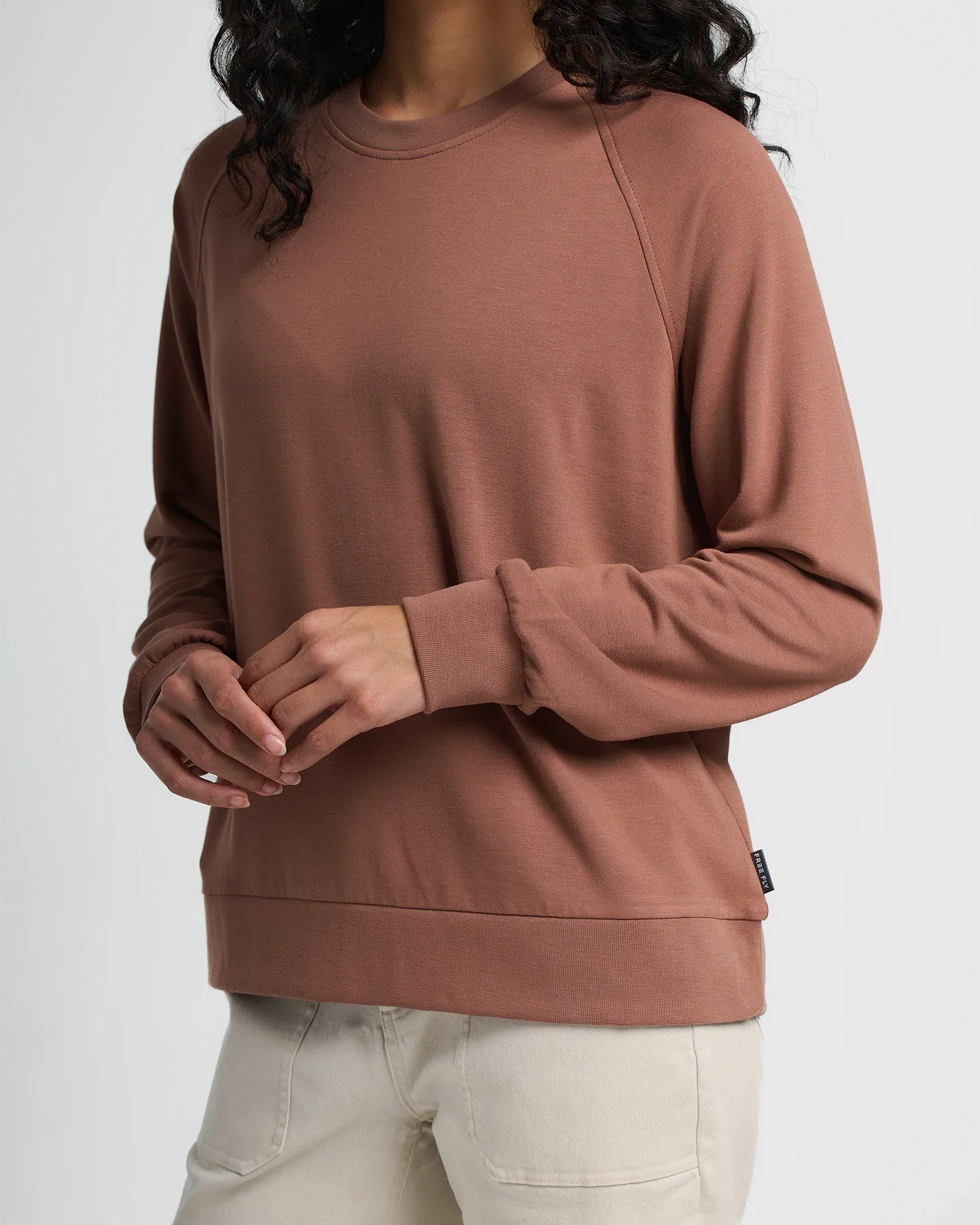 Women's Bamboo Lightweight Fleece Crew - Nutmeg