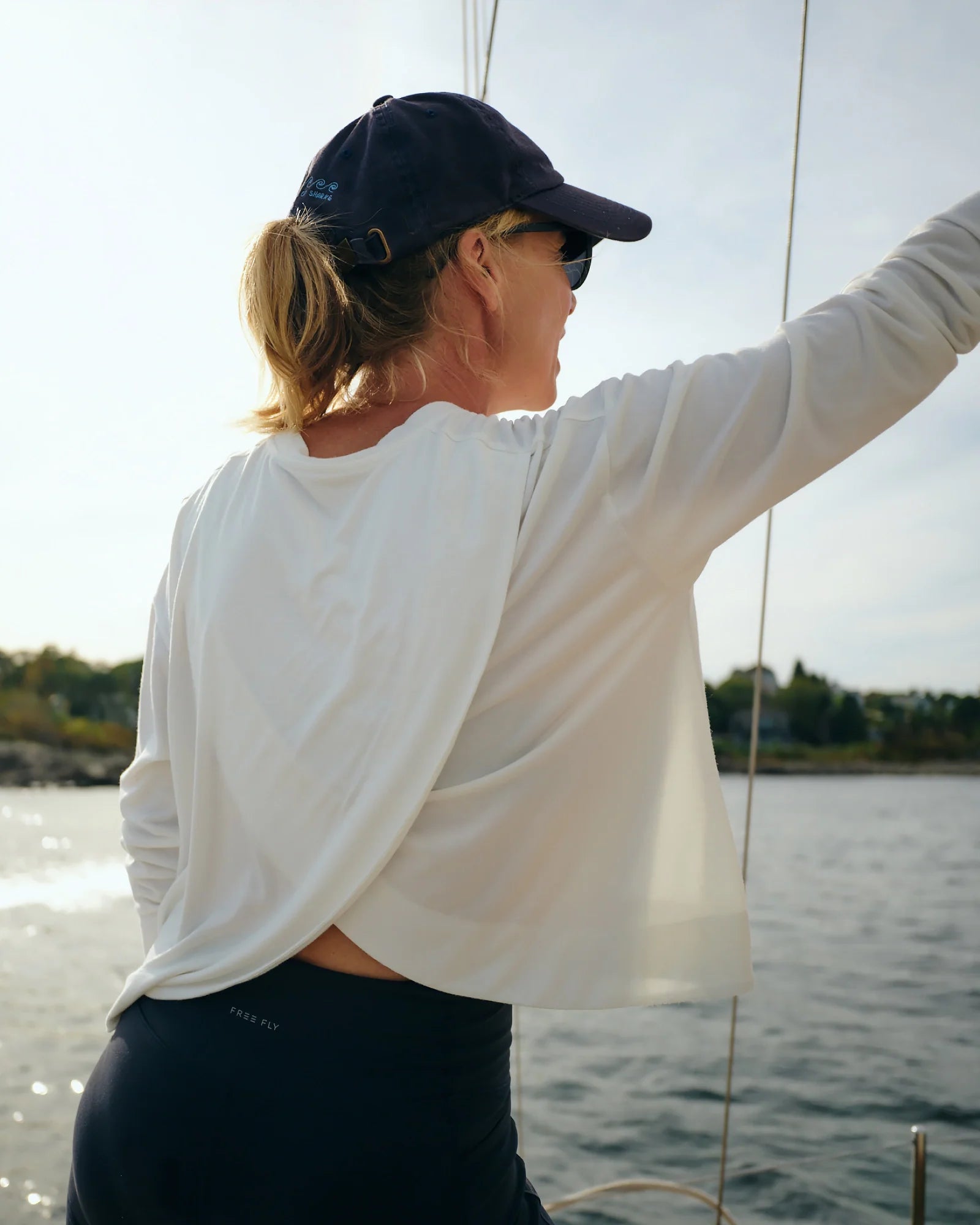 Women's Bamboo Shade Crossover Long Sleeve - Pacific Blue