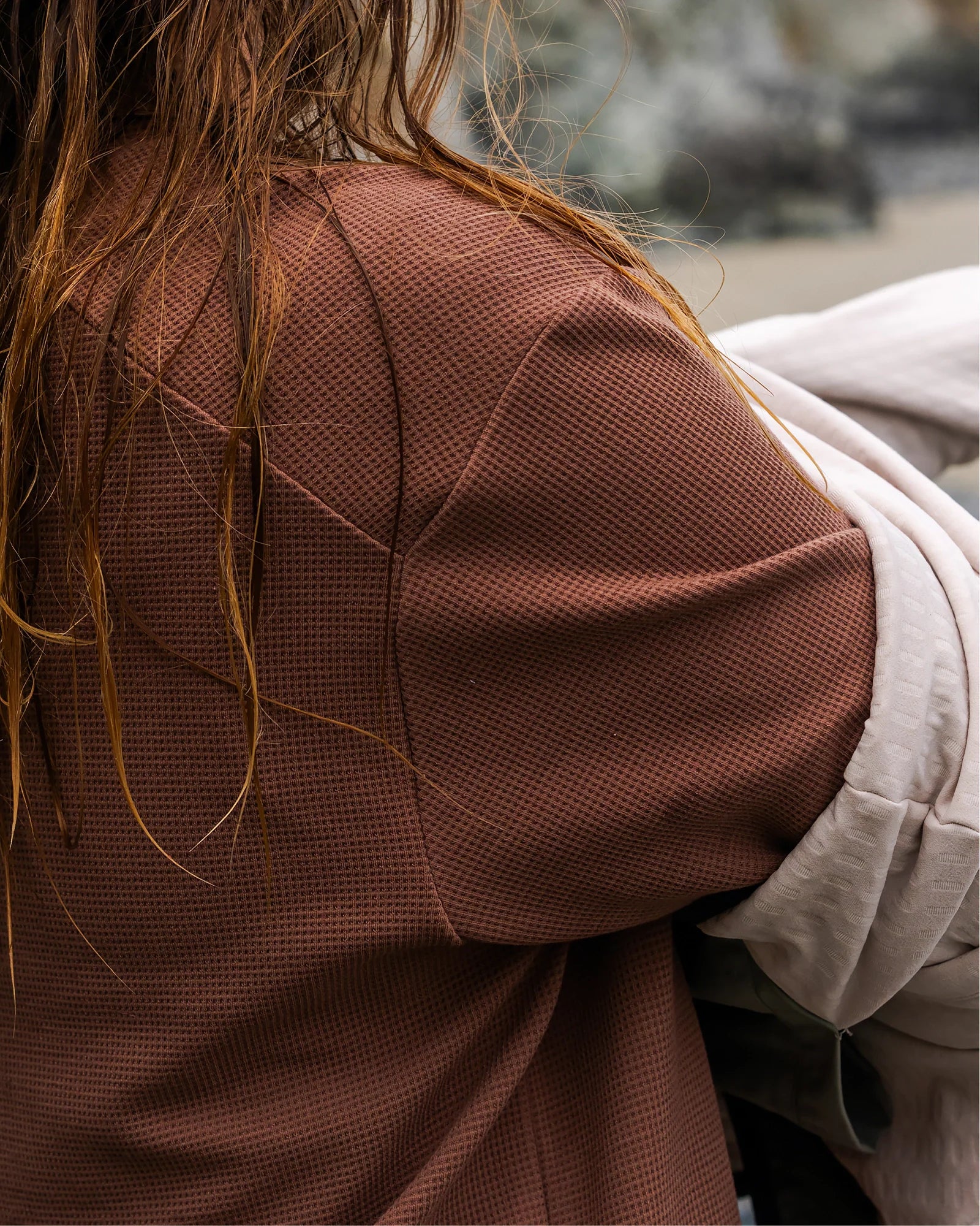 Women's Waffle Long Sleeve Henley - Nutmeg