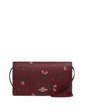 Coach Anna Foldover Clutch Crossbody With Holiday Bells Print