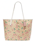 Coach City Tote In Signature Canvas With Heart Cherry Print