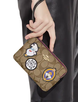 Coach Disney X Coach Corner Zip Wristlet In Signature Canvas With Patches