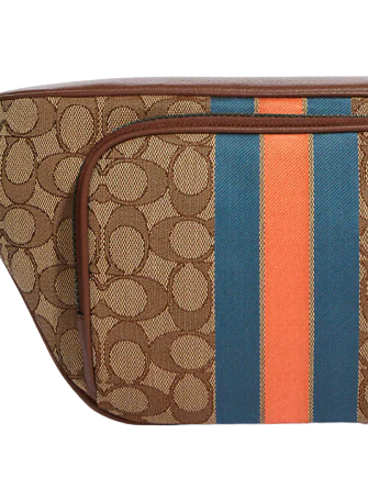 Coach Thompson Belt Bag In Signature Jacquard With Varsity Stripe
